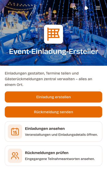 App zur Erstellung von Veranstaltungseinladungen