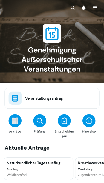 App zur Genehmigung Außerschulischer Veranstaltungen