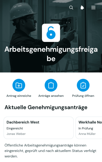 App zur Genehmigung von Arbeitserlaubnissen