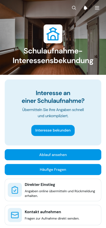 App zur Interessenbekundung für die Schulaufnahme