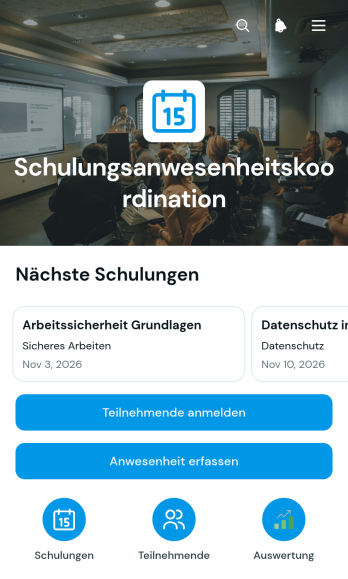 App zur Koordination der Schulungsanwesenheit