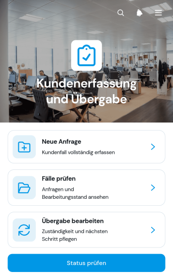 App zur Kundenaufnahme und Übergabe