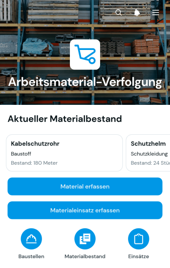 App zur Materialverfolgung für Aufträge