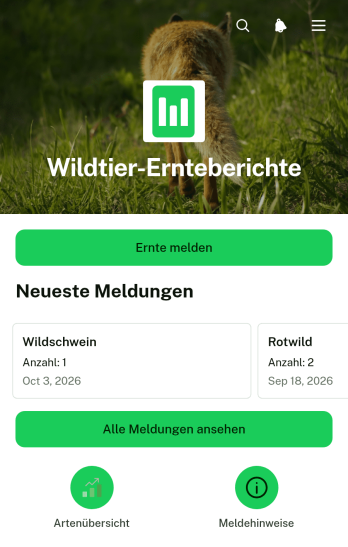 App zur Meldung von Wildtierentnahmen
