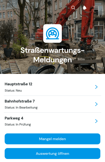 App zur Nachverfolgung der Straßeninstandhaltung