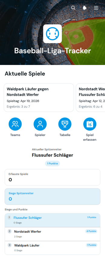 App zur Nachverfolgung einer Baseball-Liga
