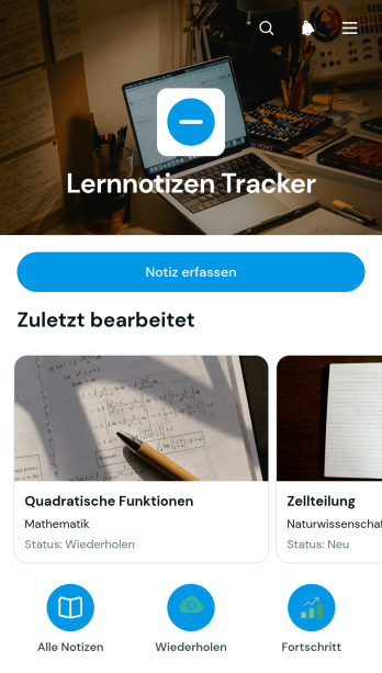 App zur Nachverfolgung von Lernnotizen