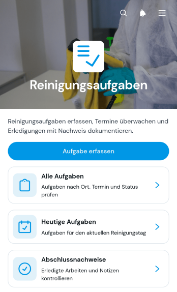 App zur Nachverfolgung von Reinigungsaufgaben