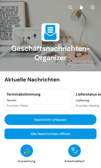 App zur Organisation von Geschäftsnachrichten