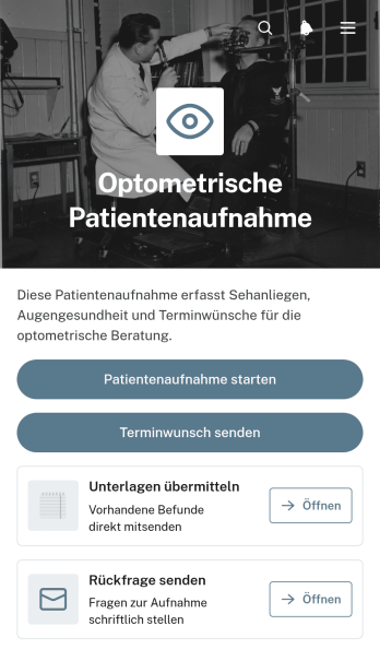 App zur Patientenaufnahme in der Optometrie