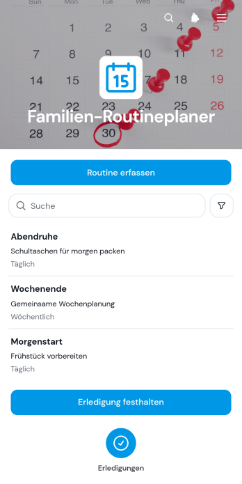 App zur Planung von Familienroutinen