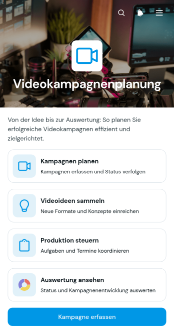 App zur Planung von Videokampagnen