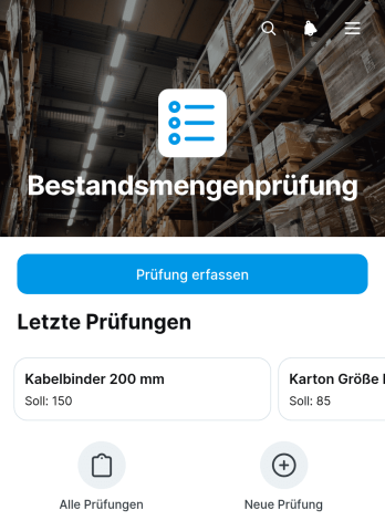 App zur Prüfung von Bestandsmengen