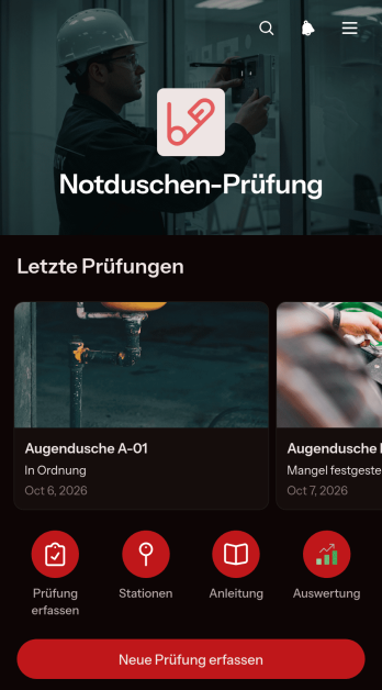 App zur Prüfung von Notfall-Augenduschen