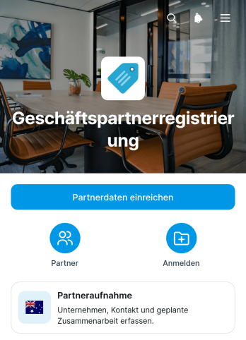 App zur Registrierung von Geschäftspartnern