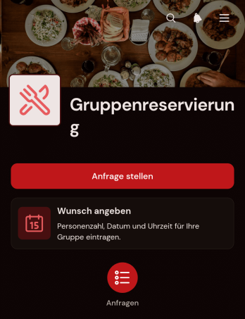 App zur Reservierung von Gruppenessen
