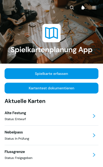 App zur Spielkartenplanung