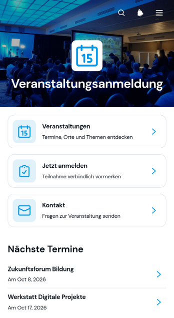 App zur Veranstaltungsanmeldung