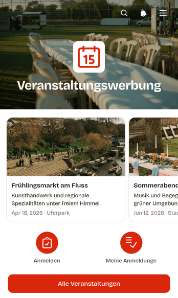App zur Veranstaltungswerbung