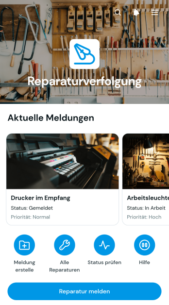 App zur Verfolgung von Gegenstandsreparaturen