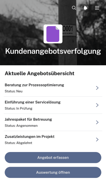 App zur Verfolgung von Kundenangeboten