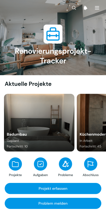 App zur Verfolgung von Renovierungsprojekten