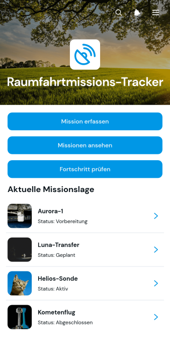 App zur Verfolgung von Weltraummissionen