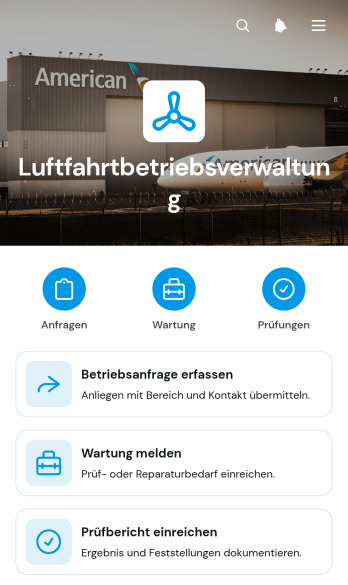 App zur Verwaltung des Flugbetriebs