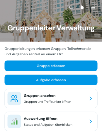 App zur Verwaltung durch Gruppenleitungen