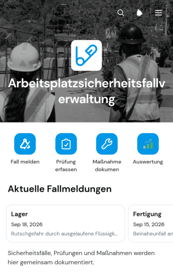 App zur Verwaltung von Arbeitssicherheitsfällen