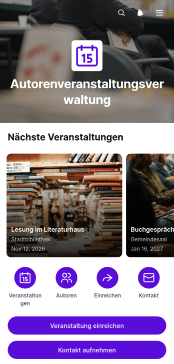 App zur Verwaltung von Autorenveranstaltungen