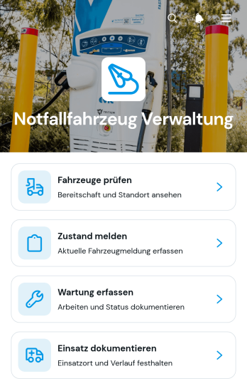 App zur Verwaltung von Einsatzfahrzeugen