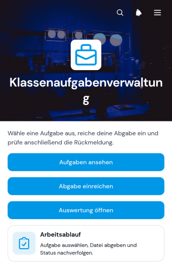 App zur Verwaltung von Unterrichtsaufgaben