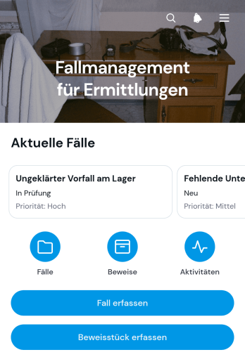 App zur Verwaltung von Untersuchungsfällen