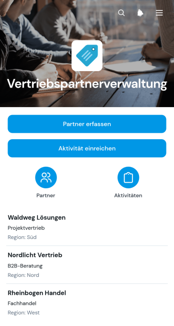 App zur Verwaltung von Vertriebspartnern