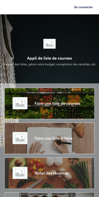 Appli de liste de courses Template