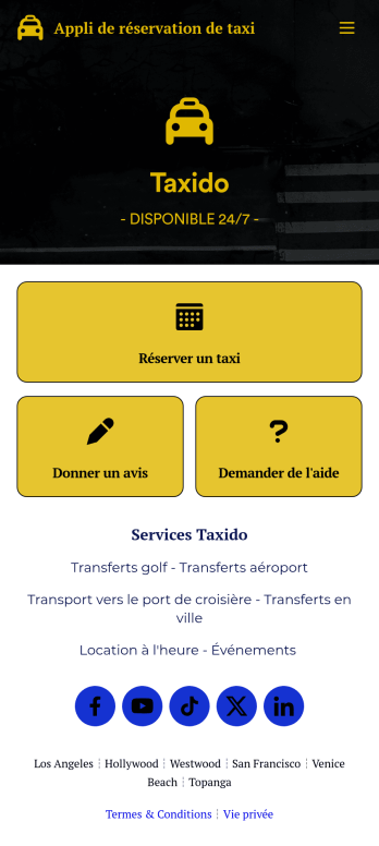 Appli de réservation de taxi