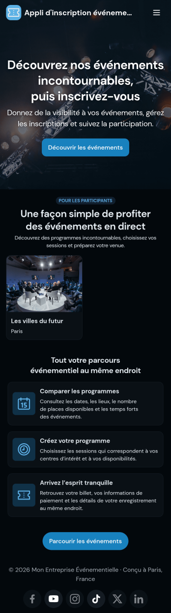 Appli d'inscription événementielle