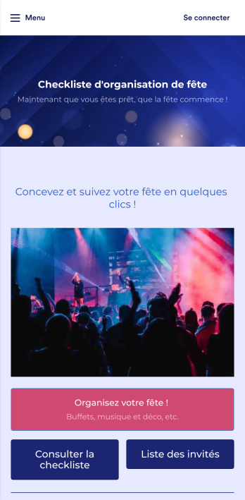 Appli d'organisation de fête Template