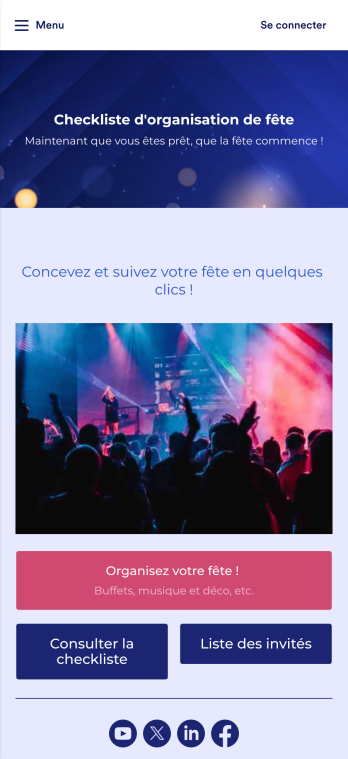 Appli d'organisation de fête Template