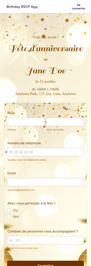 Appli Invitation anniversaire Template