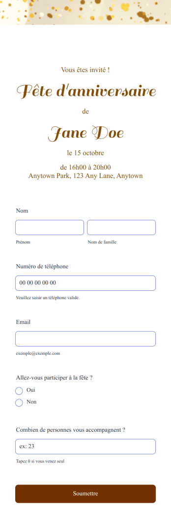 Appli Invitation anniversaire