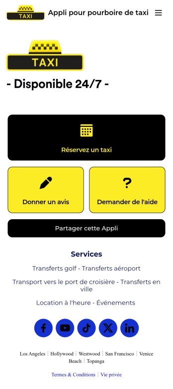 Appli pour pourboire de taxi