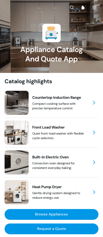 Appliance Catalog and Quote App Template