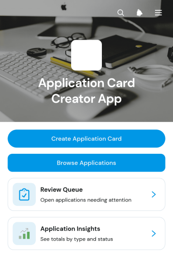 Application Card Creator App Template