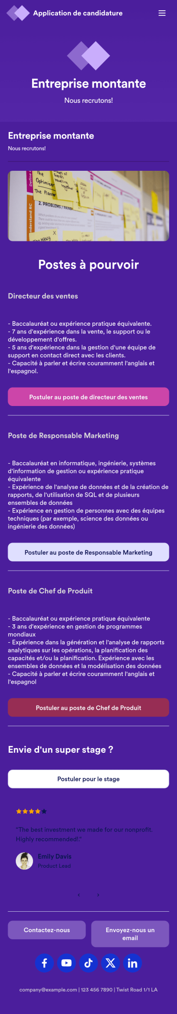 Application de candidature