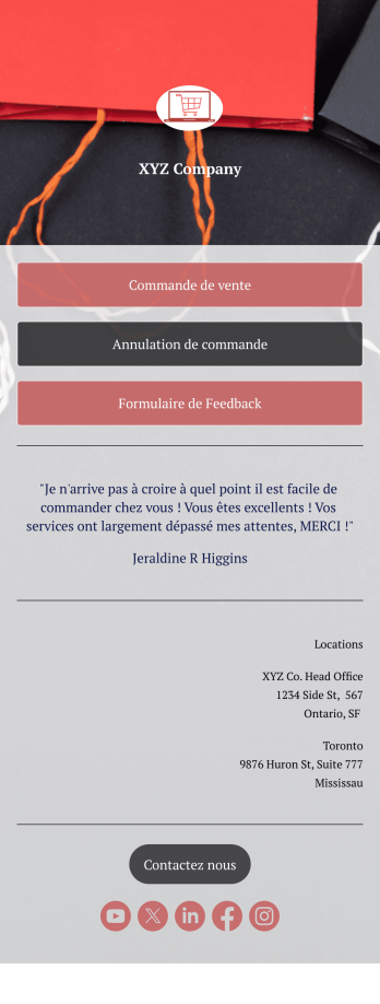 Application de commande vente Template