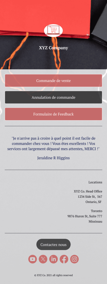 Application de commande vente Template