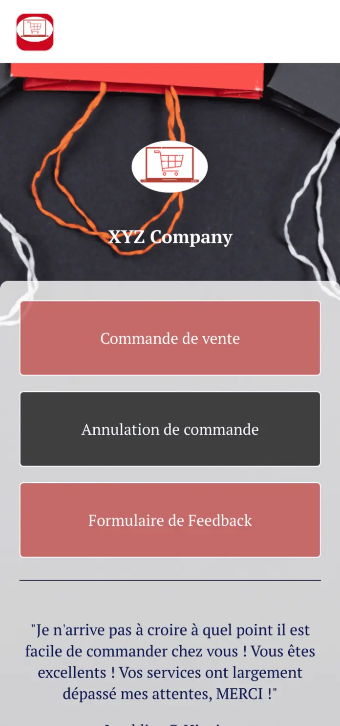 Application de commande vente