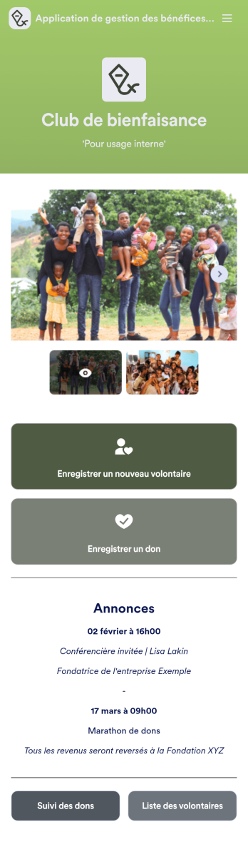 Application de gestion des bénéfices de bienfaisance